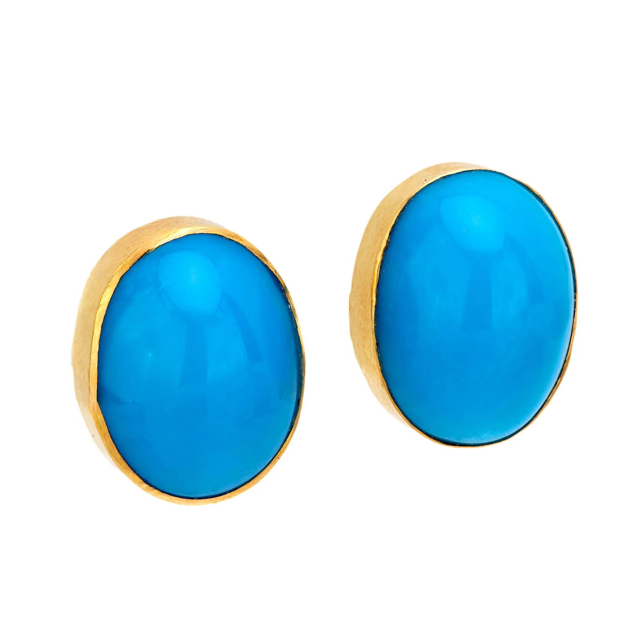 Victorian 18k Turquoise Stud Earrings - Image 2