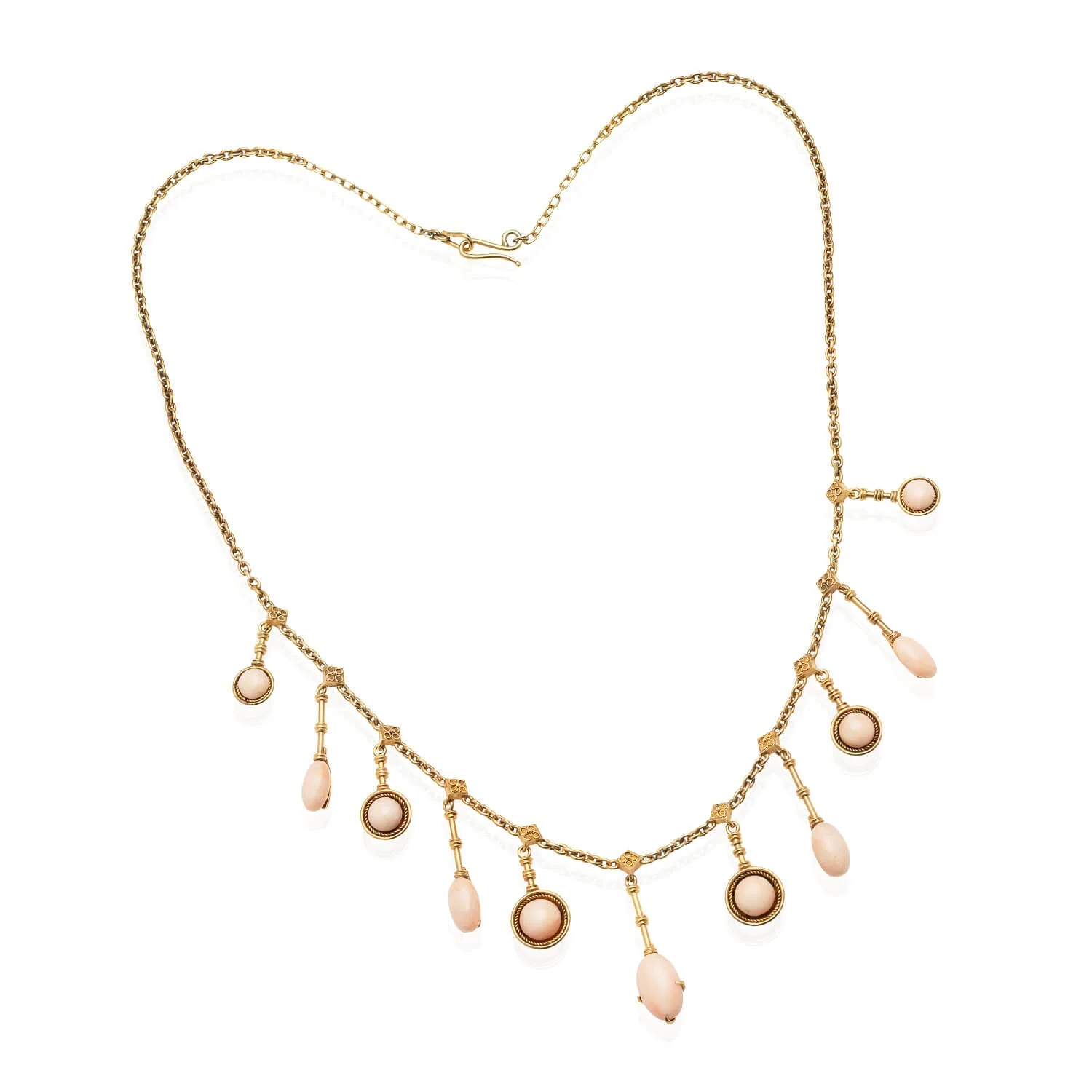 Victorian 18kt + Angel Skin Coral Festoon Necklace - Image 2
