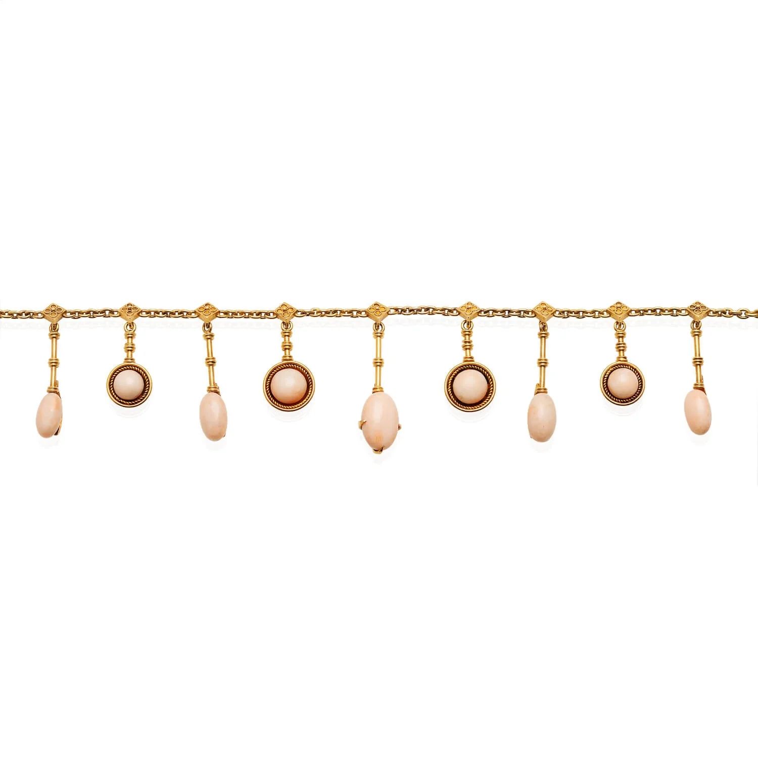 Victorian 18kt + Angel Skin Coral Festoon Necklace - Image 3