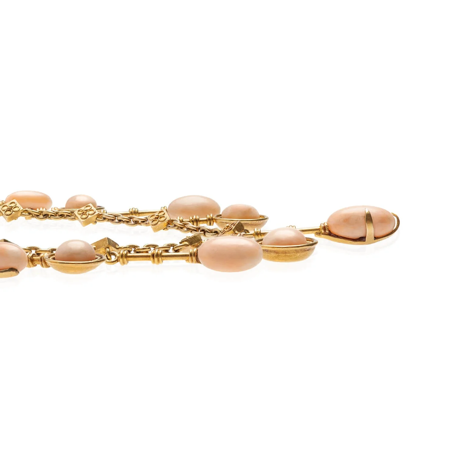 Victorian 18kt + Angel Skin Coral Festoon Necklace - Image 4