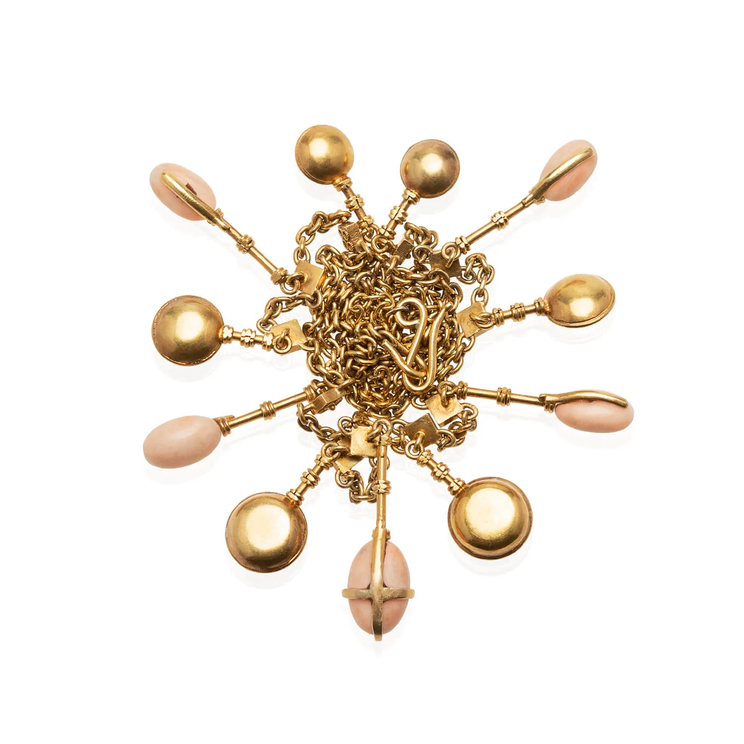 Victorian 18kt + Angel Skin Coral Festoon Necklace - Image 5