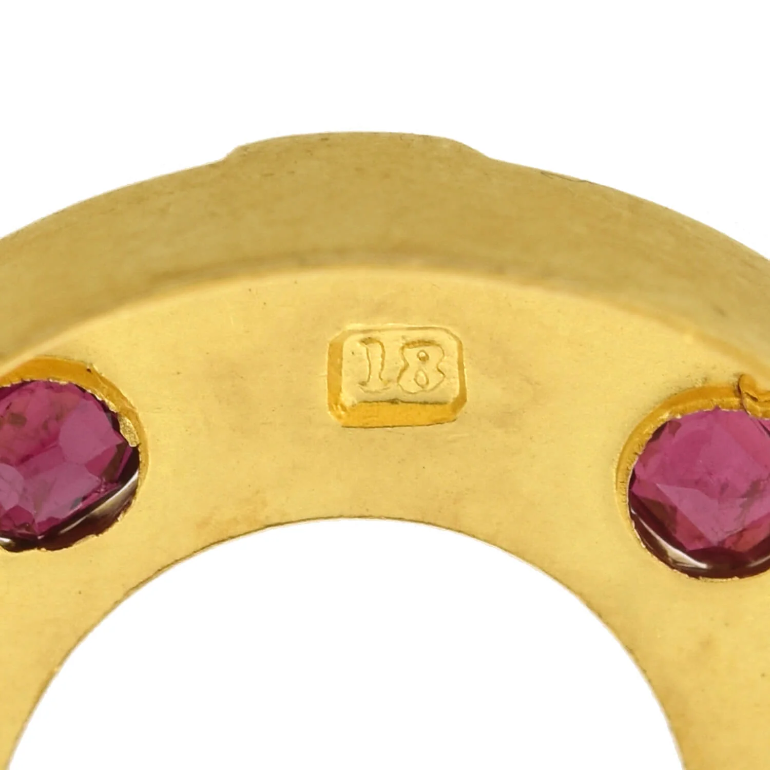 Victorian 18kt Diamond + Natural Ruby Horseshoe Bangle Bracelet - Image 7