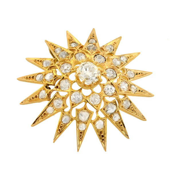 Victorian 18kt Diamond Starburst Pendant 1.25ctw - Image 2
