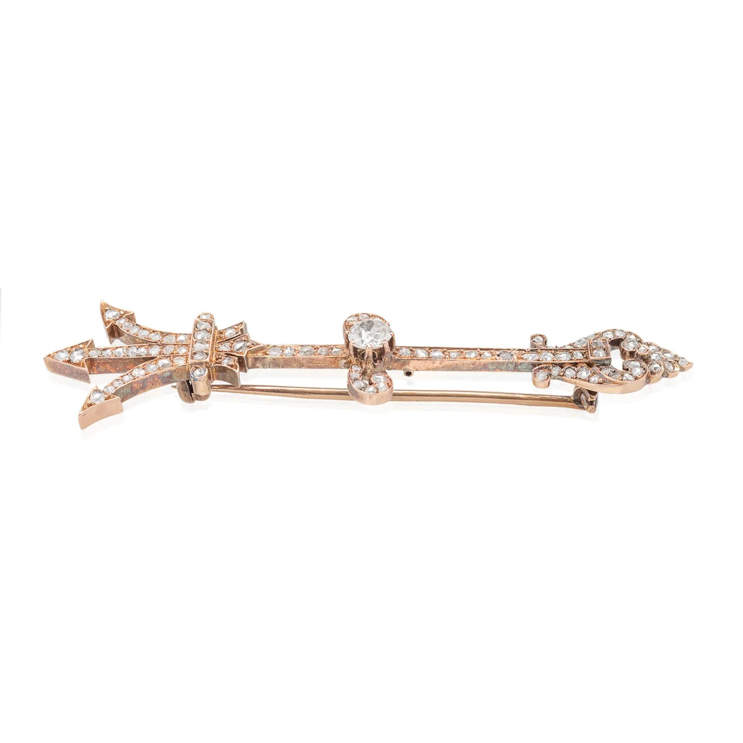 Victorian 18kt Diamond Trident Pin 1.30ctw - Image 2