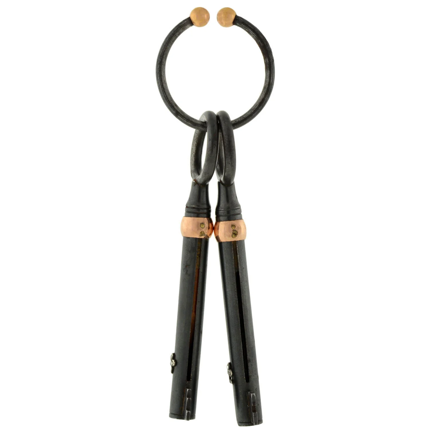 Victorian 18kt/Gunmetal Retractable Double Skeleton Key Pendant w/ Hidden Tools - Image 3