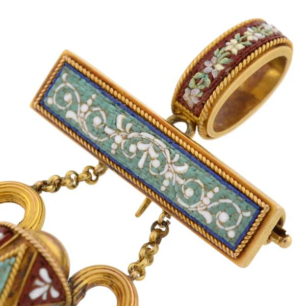 Victorian Large 18kt Micro Mosaic Urn Locket/Pin - Image 3