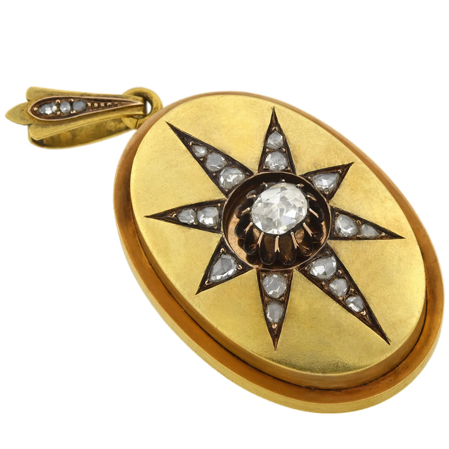 Victorian 18kt Rose Cut Diamond Starburst Locket 1.25ctw - Image 2