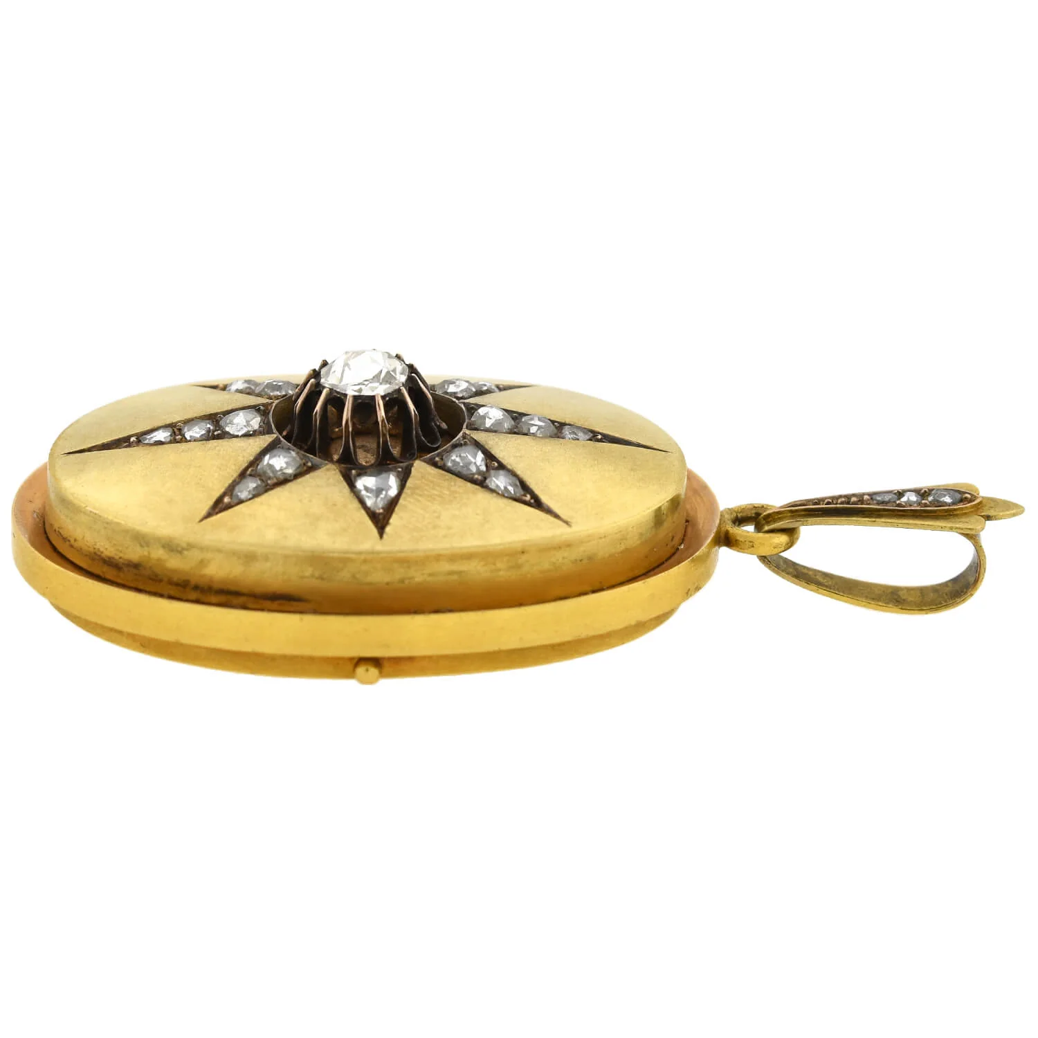 Victorian 18kt Rose Cut Diamond Starburst Locket 1.25ctw - Image 3