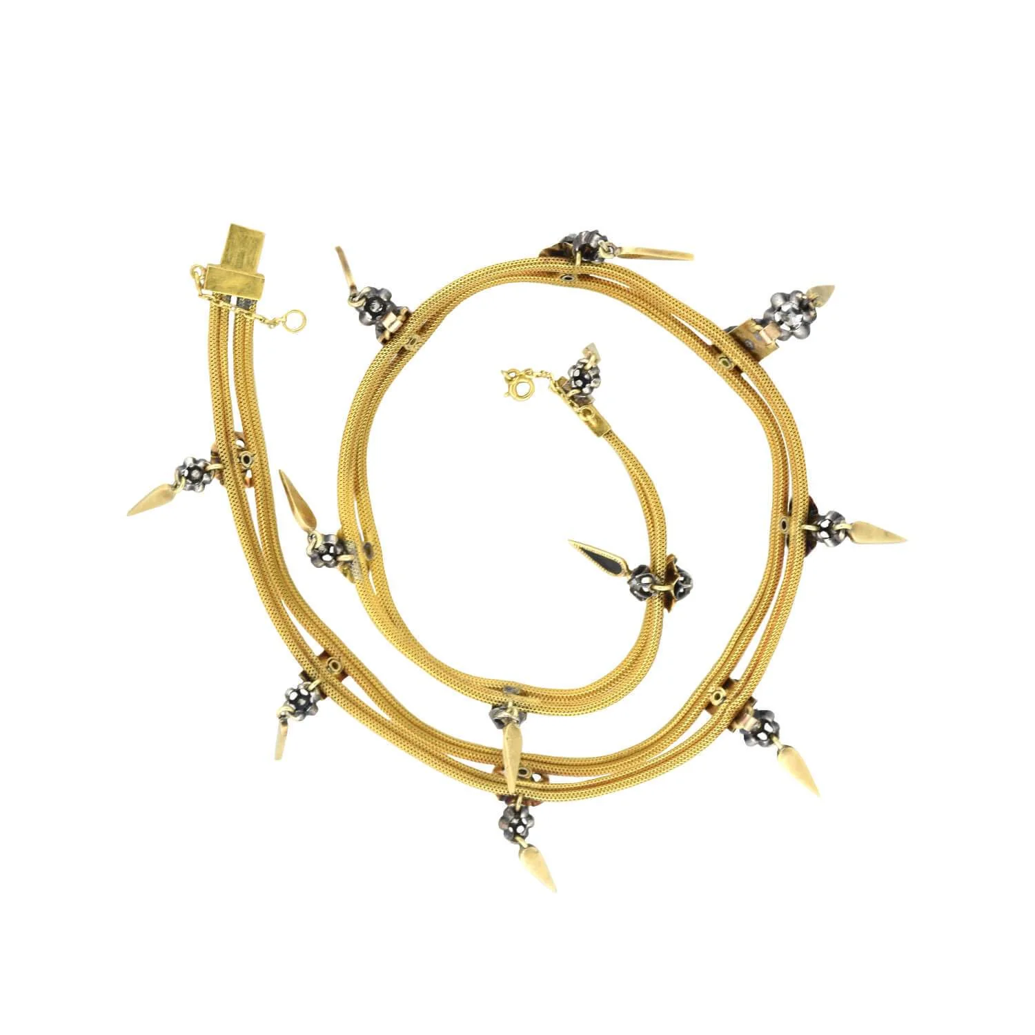 Victorian 18kt/Sterling Diamond + Enamel Star Choker Necklace - Image 4