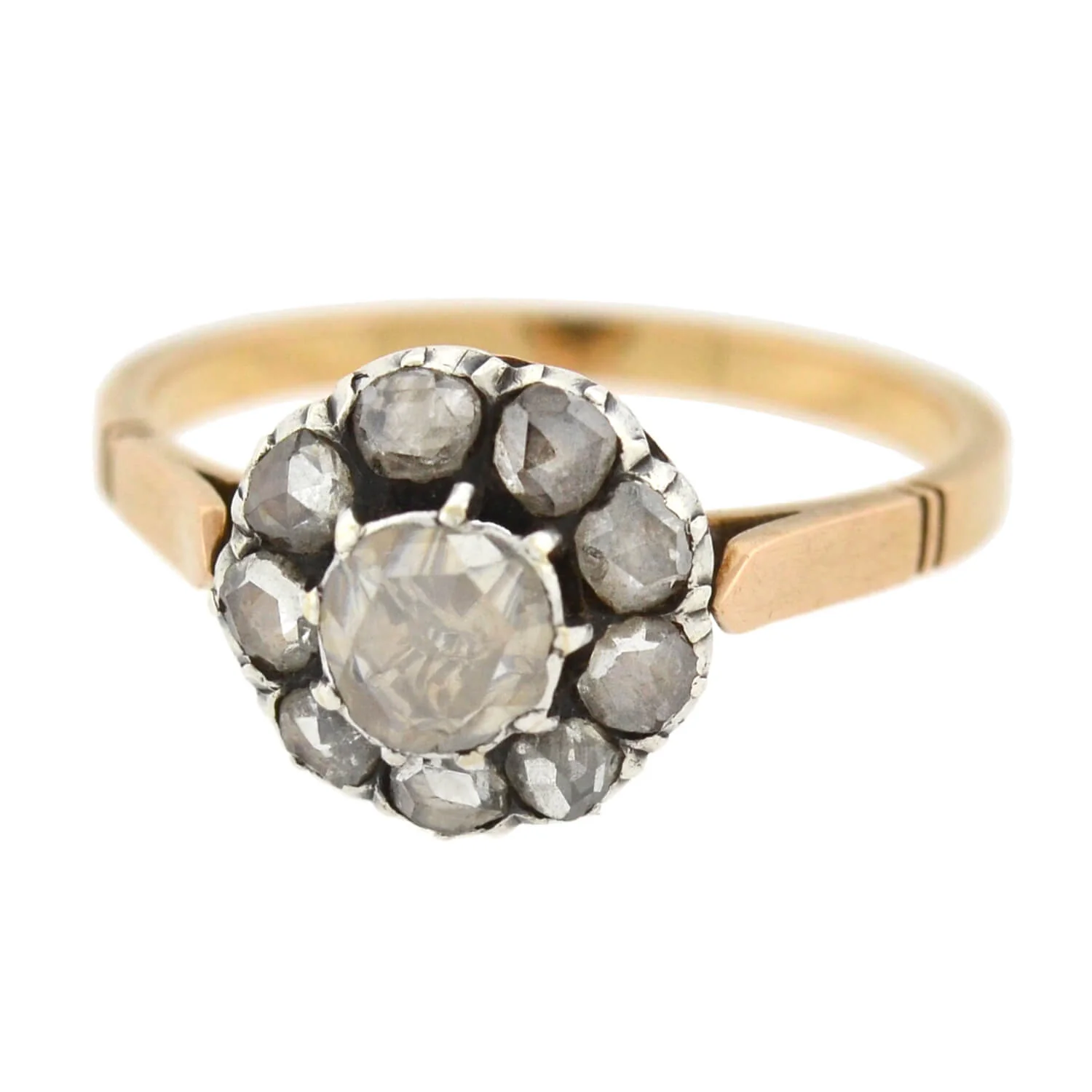 Victorian 18kt/Sterling Rose Cut Diamond Cluster Ring 0.80ctw - Image 3
