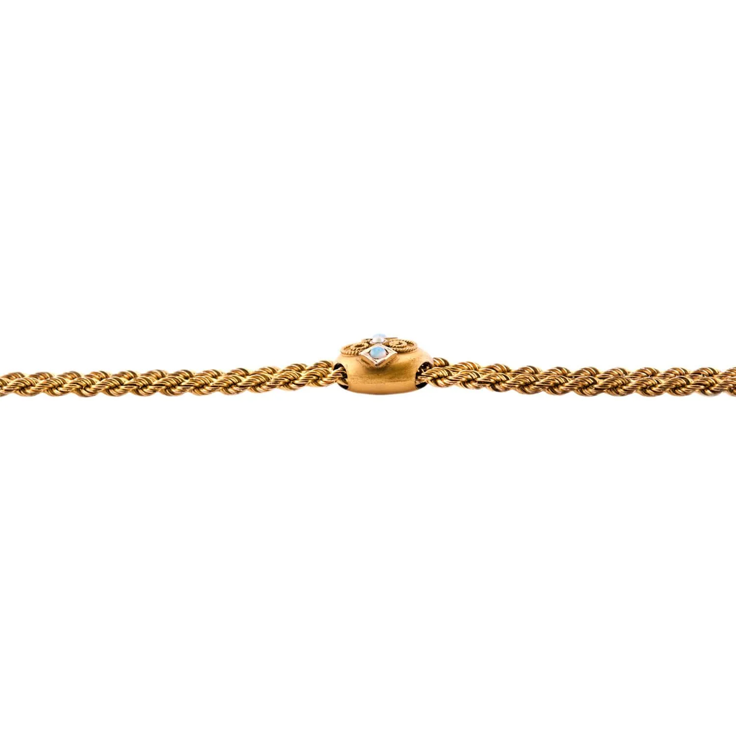 Victorian 9k Opal & Pearl Slide Chain Necklace - Image 2