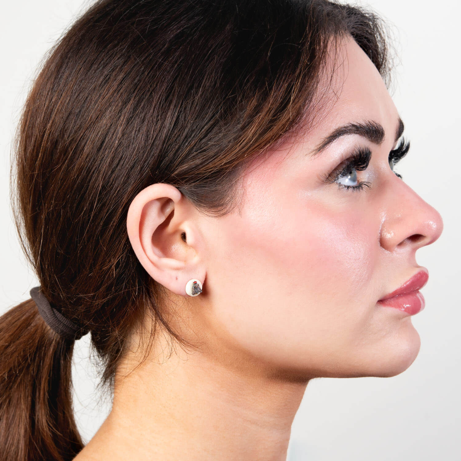 Victorian 9k, Sterling Silver, and Ivory Fly Stud Earrings - Image 4
