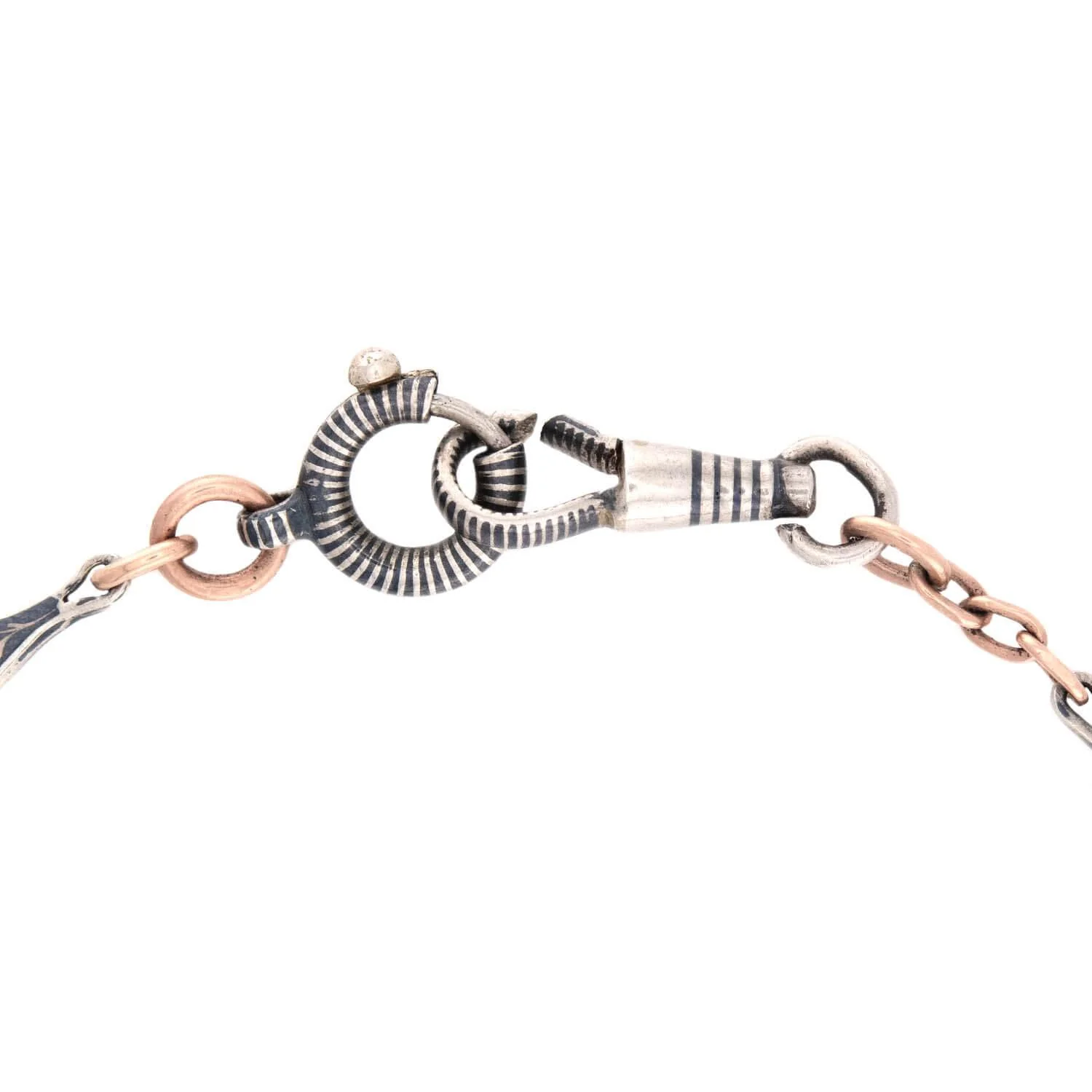 Victorian 9k/Sterling Silver Gold Niello Chain 58" - Image 4