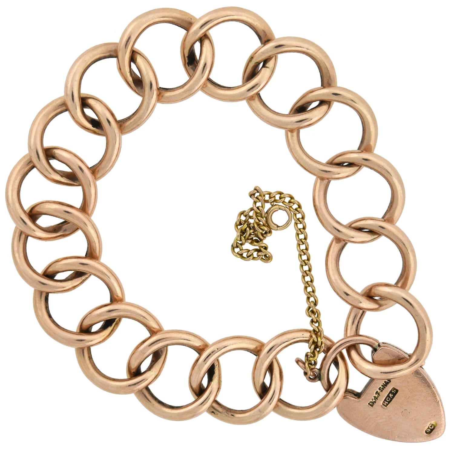 Victorian 9kt/14kt Link Bracelet with Padlock Heart Clasp 11.4dwt - Image 6