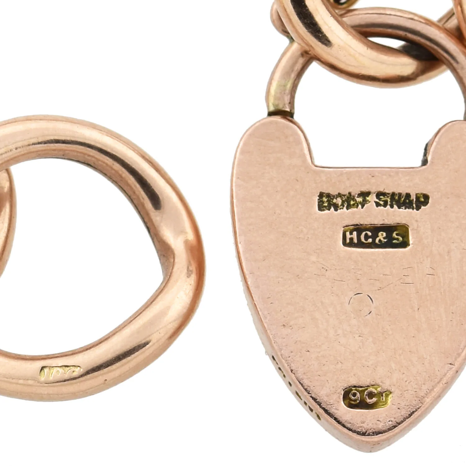 Victorian 9kt/14kt Link Bracelet with Padlock Heart Clasp 11.4dwt - Image 7