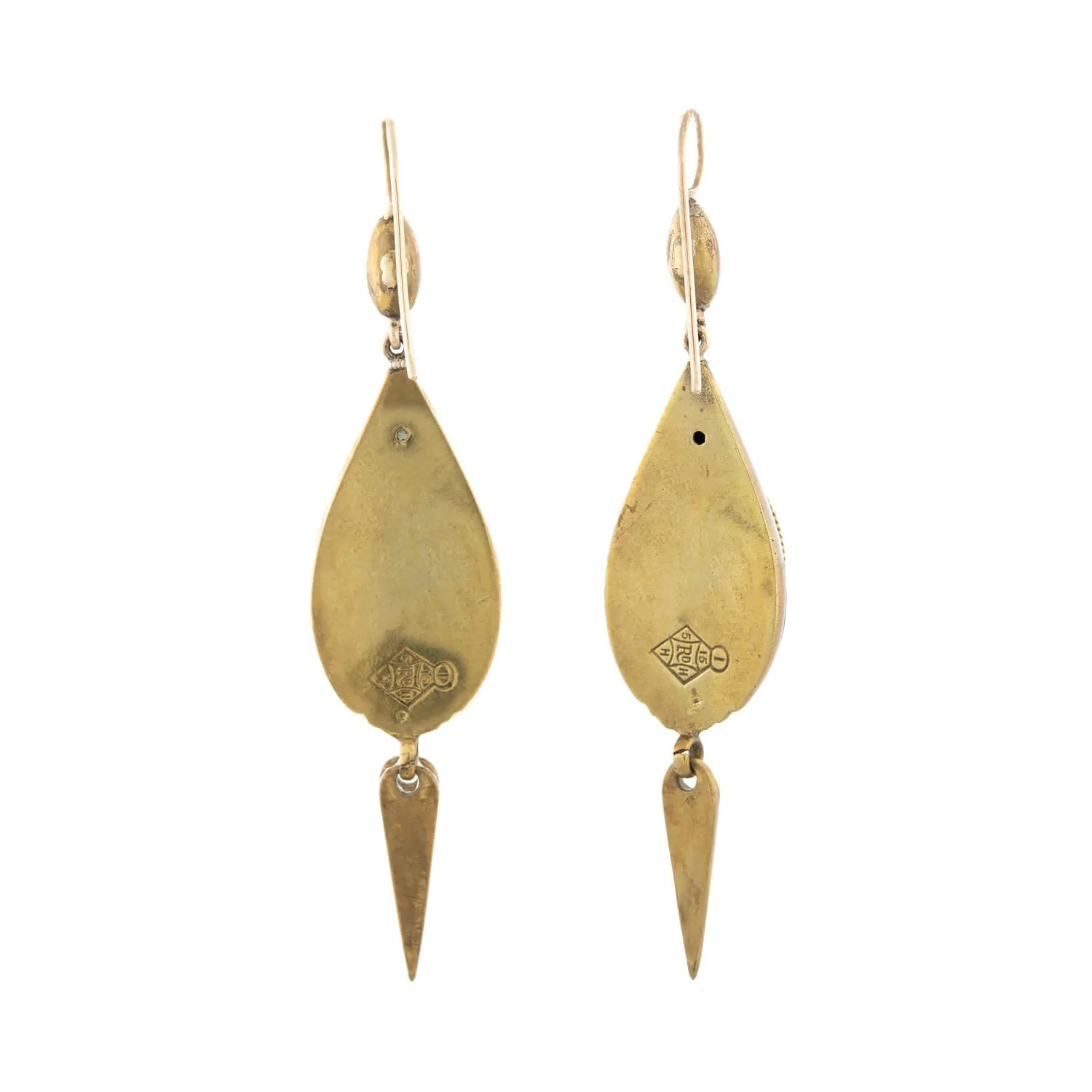 Victorian 9kt, Onyx + Pearl Dangle Earrings - Image 3