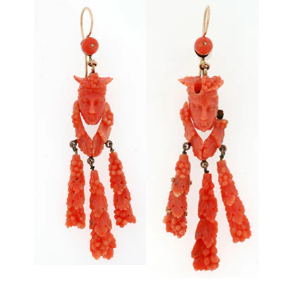 Victorian Carved Coral Pin & Pendant & Earrings Set - Image 3