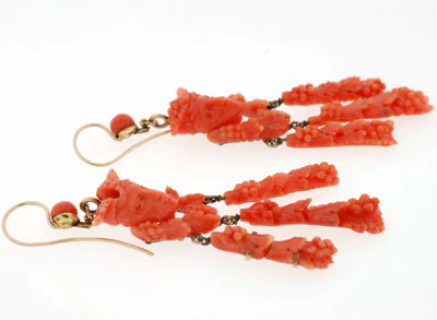 Victorian Carved Coral Pin & Pendant & Earrings Set - Image 6