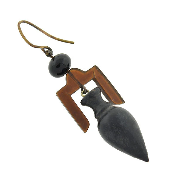 Victorian Carved Tortoise Shell Urn Earrings - Image 2