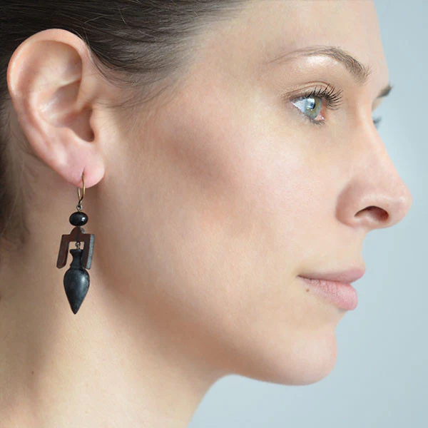 Victorian Carved Tortoise Shell Urn Earrings - Image 6