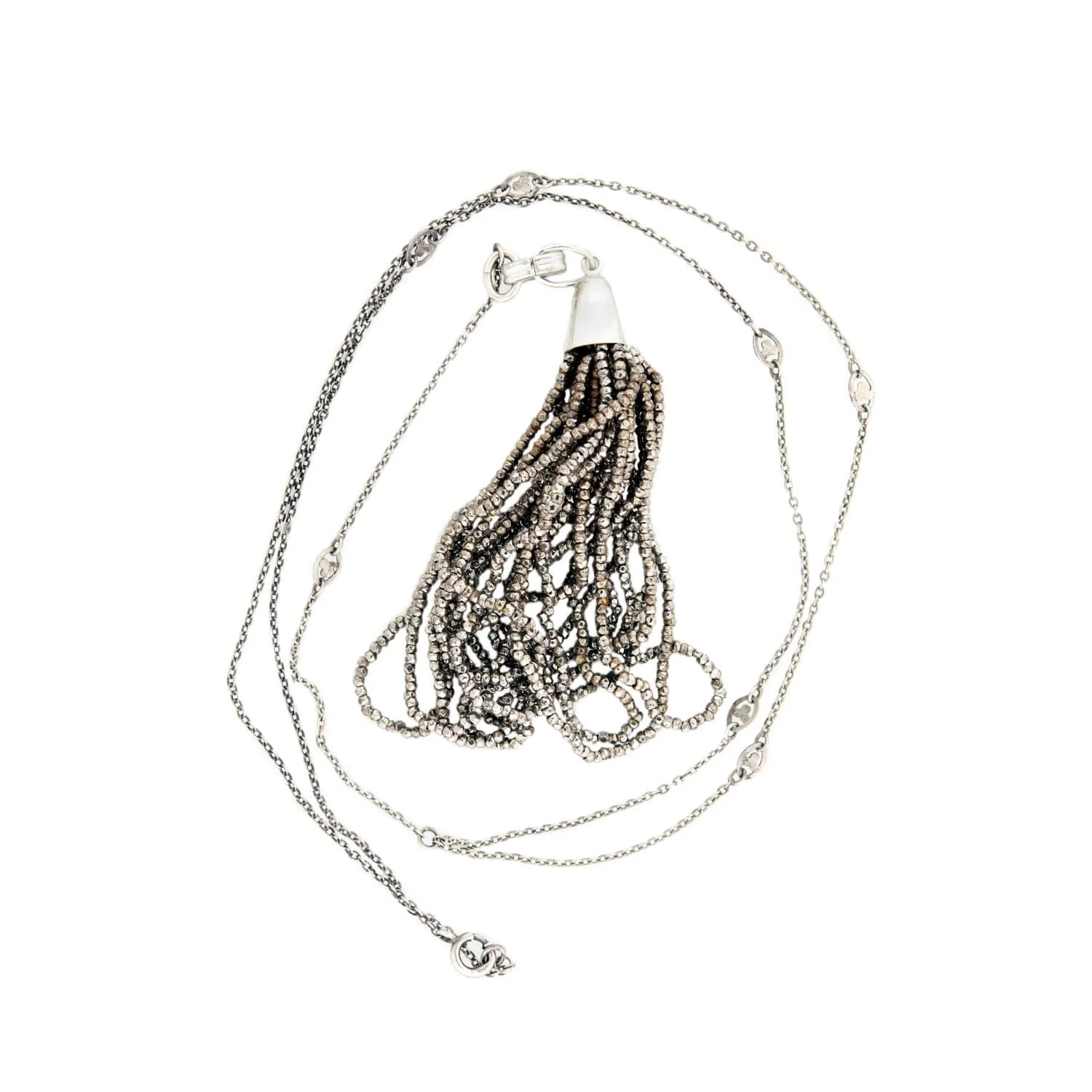 Victorian Cut Steel Fringe Tassel Pendant Necklace - Image 4