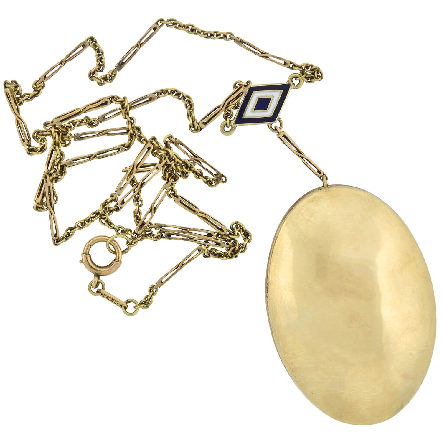 Victorian Egyptian Revival 14kt Enameled Pharaoh Pendant Necklace 18" - Image 7