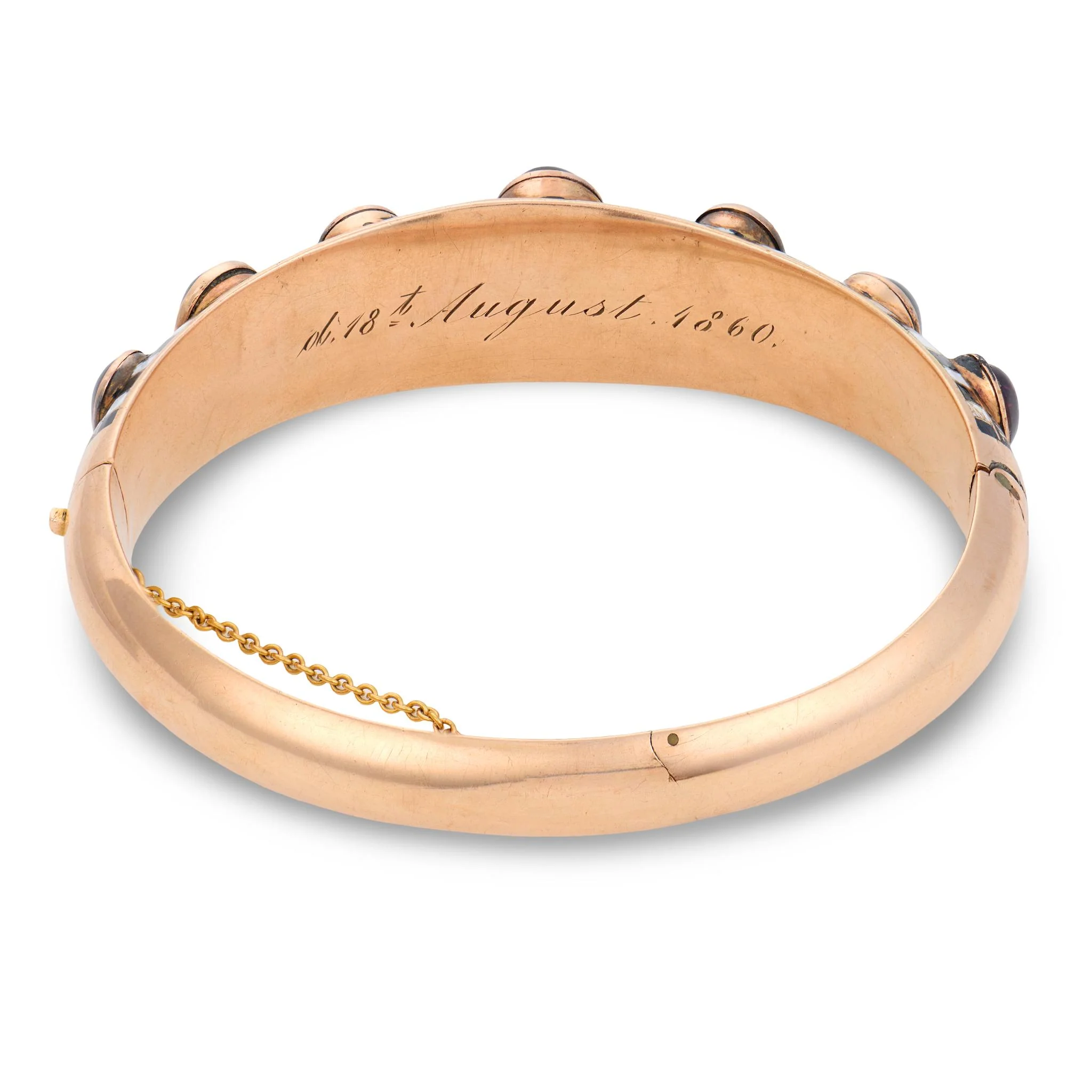 Victorian English 15k Garnet & Enamel Bangle - Image 4