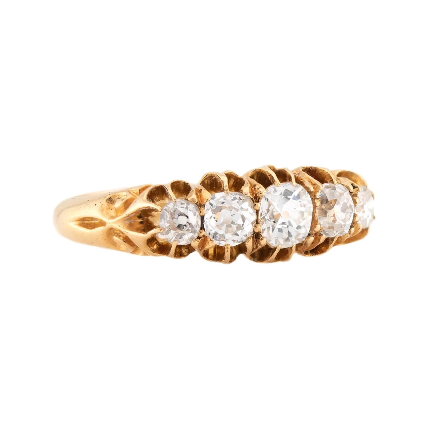 Victorian English 18k Diamond 5 Stone Engagement Ring - Image 2