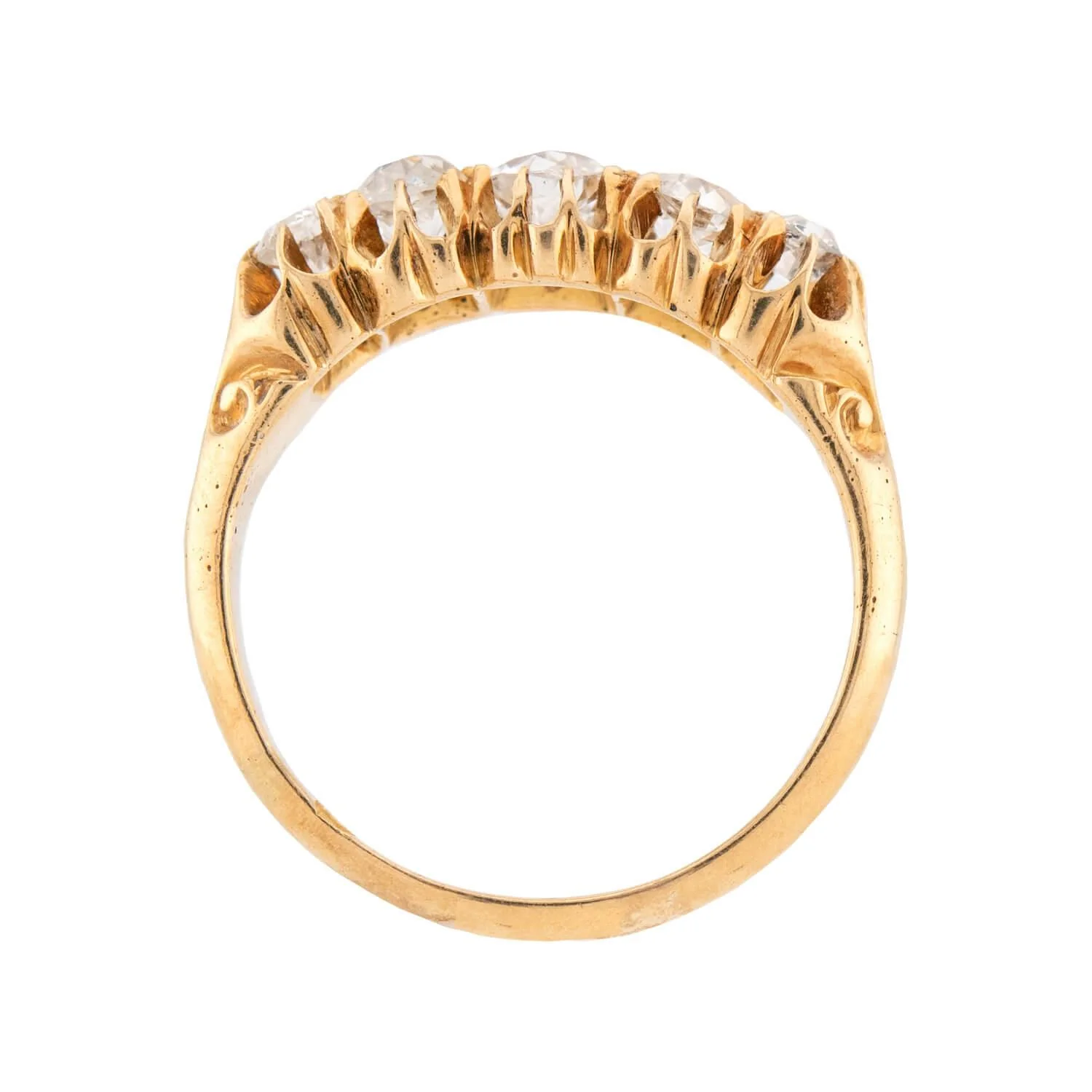 Victorian English 18k Diamond 5 Stone Engagement Ring - Image 4