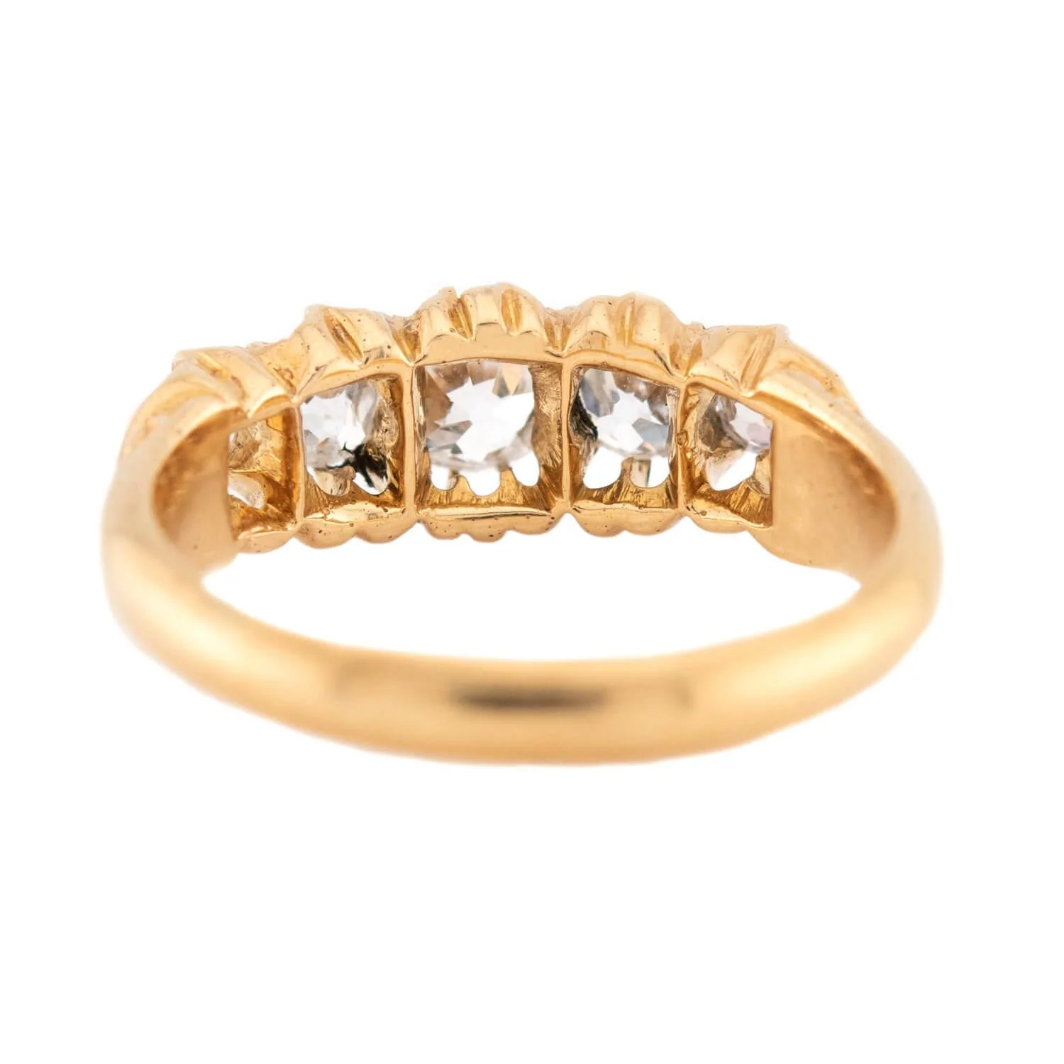 Victorian English 18k Diamond 5 Stone Engagement Ring - Image 5
