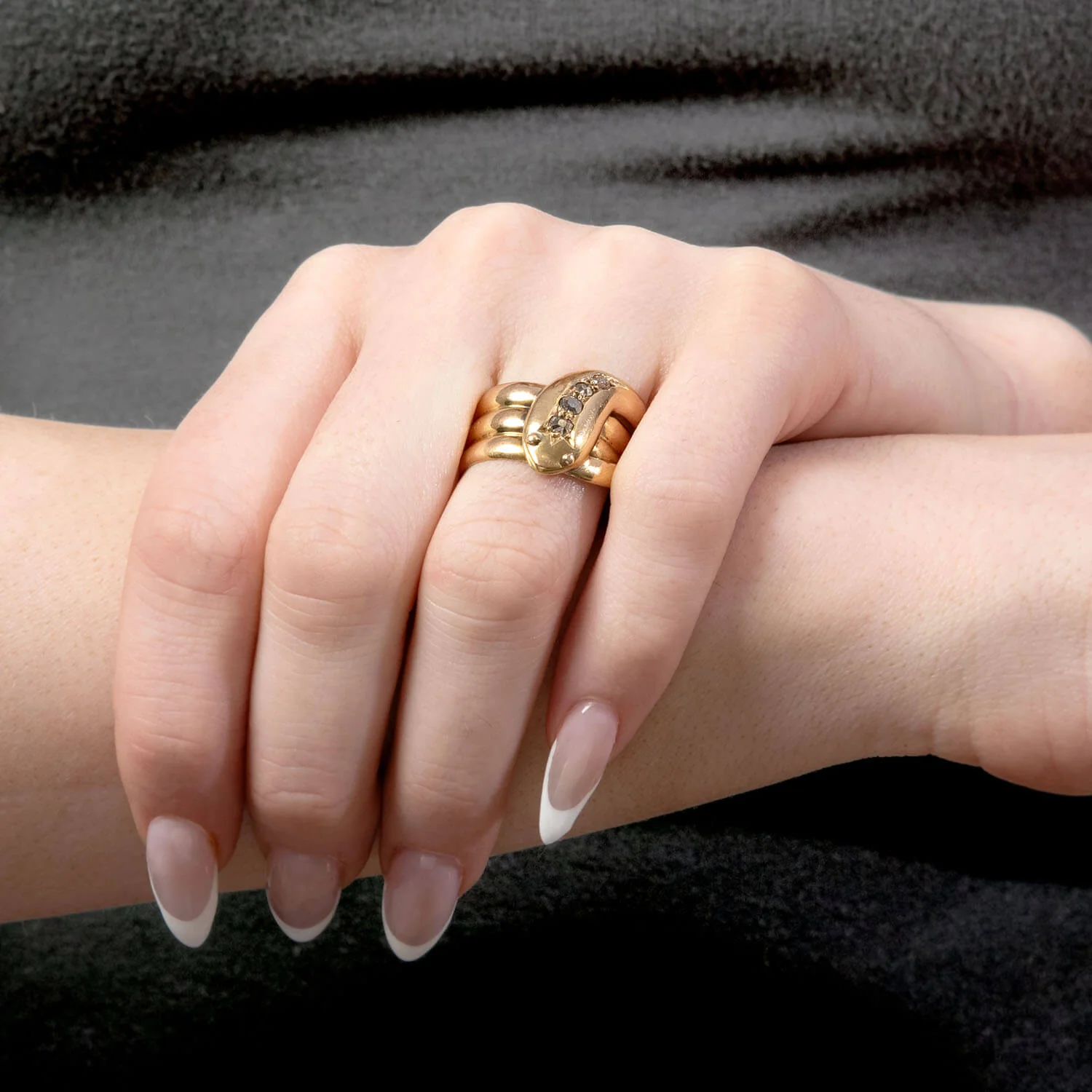 Victorian English 18k Diamond Snake Ring - Image 7