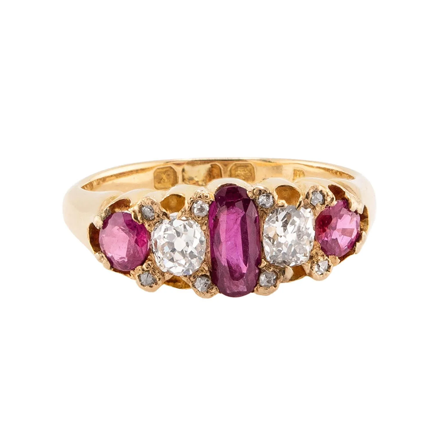 Victorian English 18k Ruby & Diamond Ring - Image 2