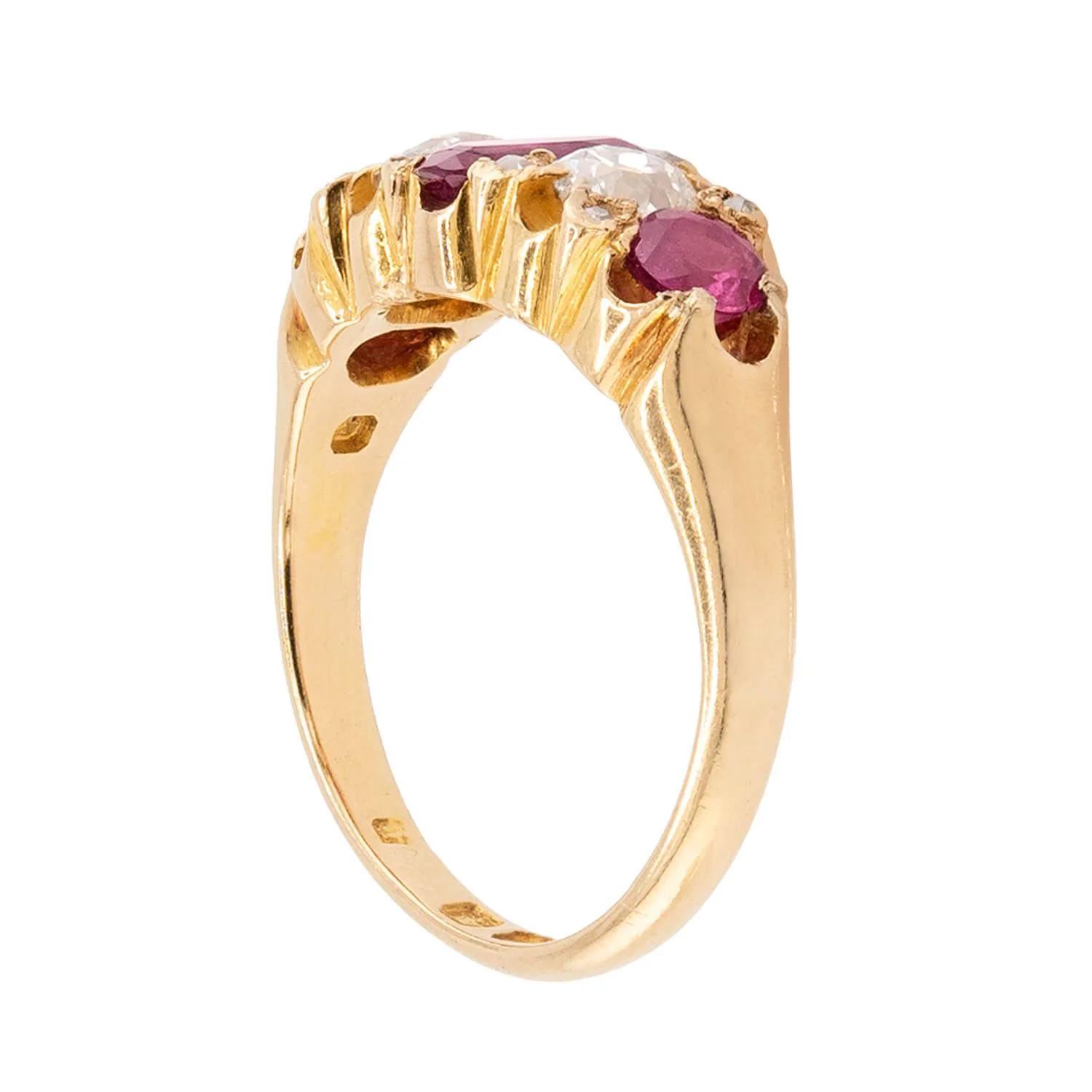 Victorian English 18k Ruby & Diamond Ring - Image 3