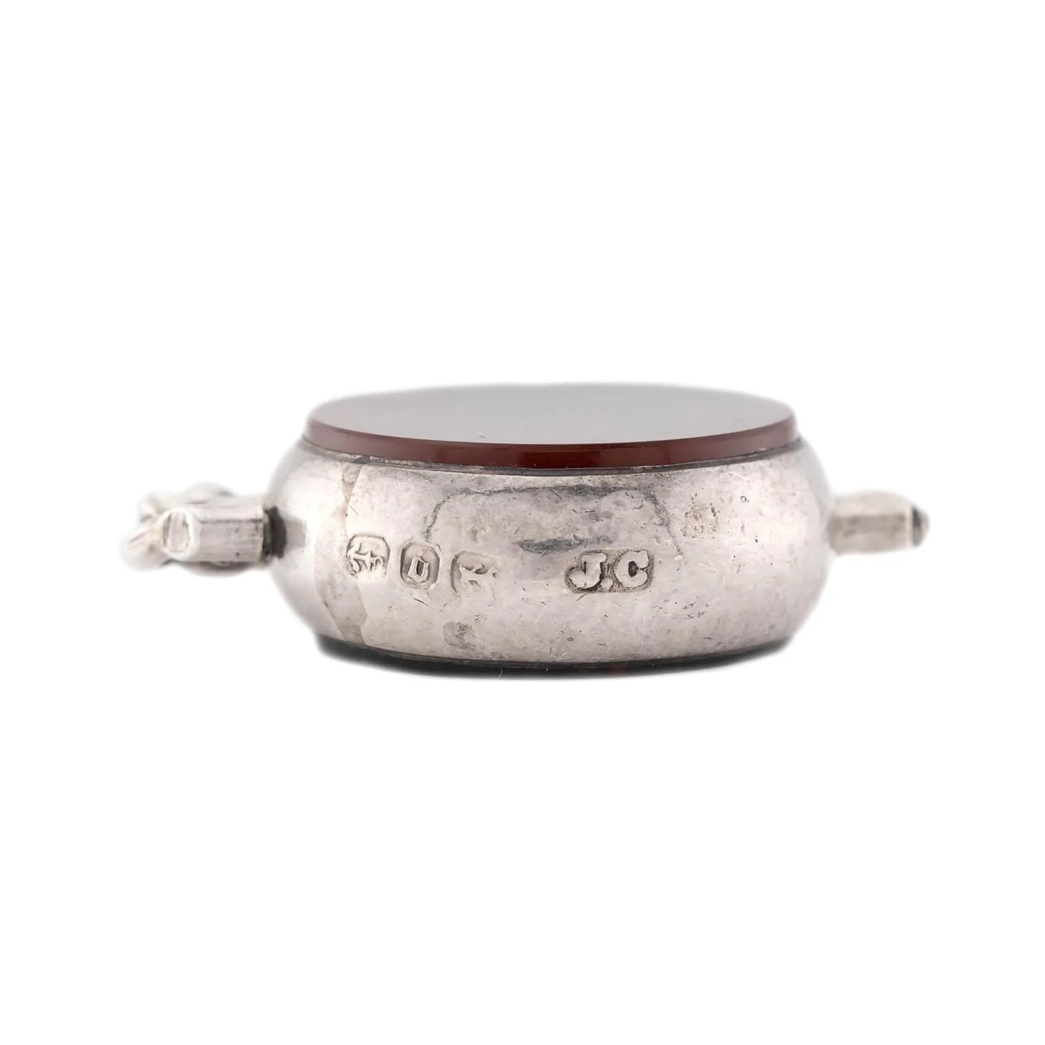 Victorian English Sterling Silver Carnelian & Bloodstone Spinner Fob - Image 4