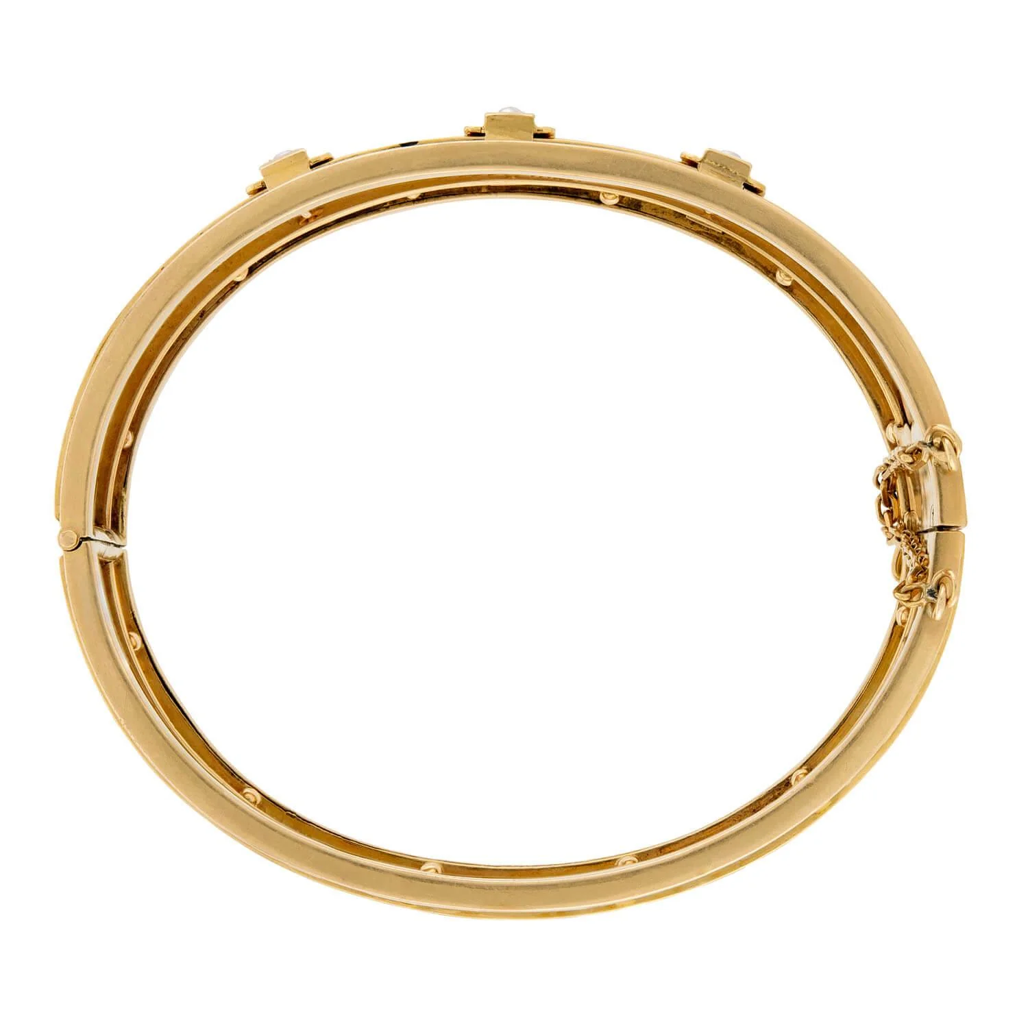 Victorian French 18k Pearl Hinged Cuff Bracelet - Image 3