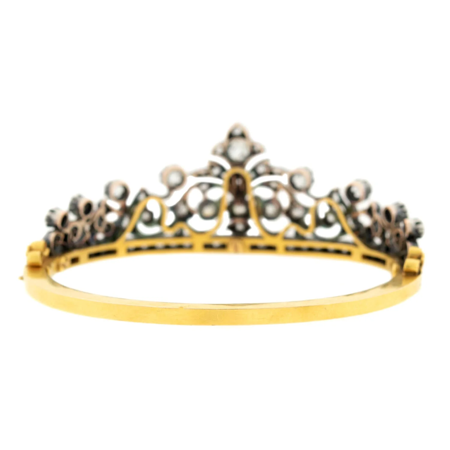 Victorian French 18k/Sterling Mine + Rose Cut Diamond Convertible Tiara Bracelet - Image 4