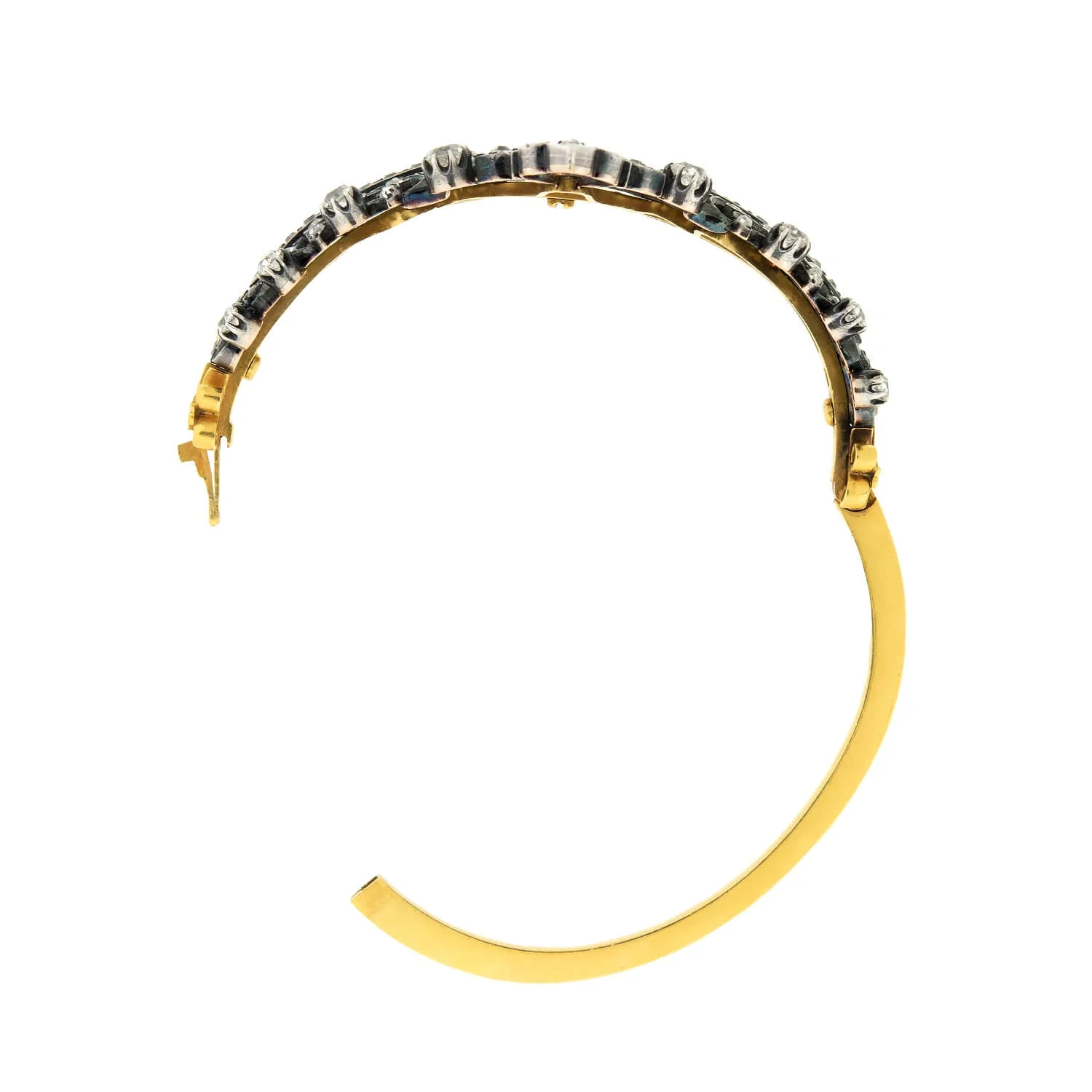 Victorian French 18k/Sterling Mine + Rose Cut Diamond Convertible Tiara Bracelet - Image 5