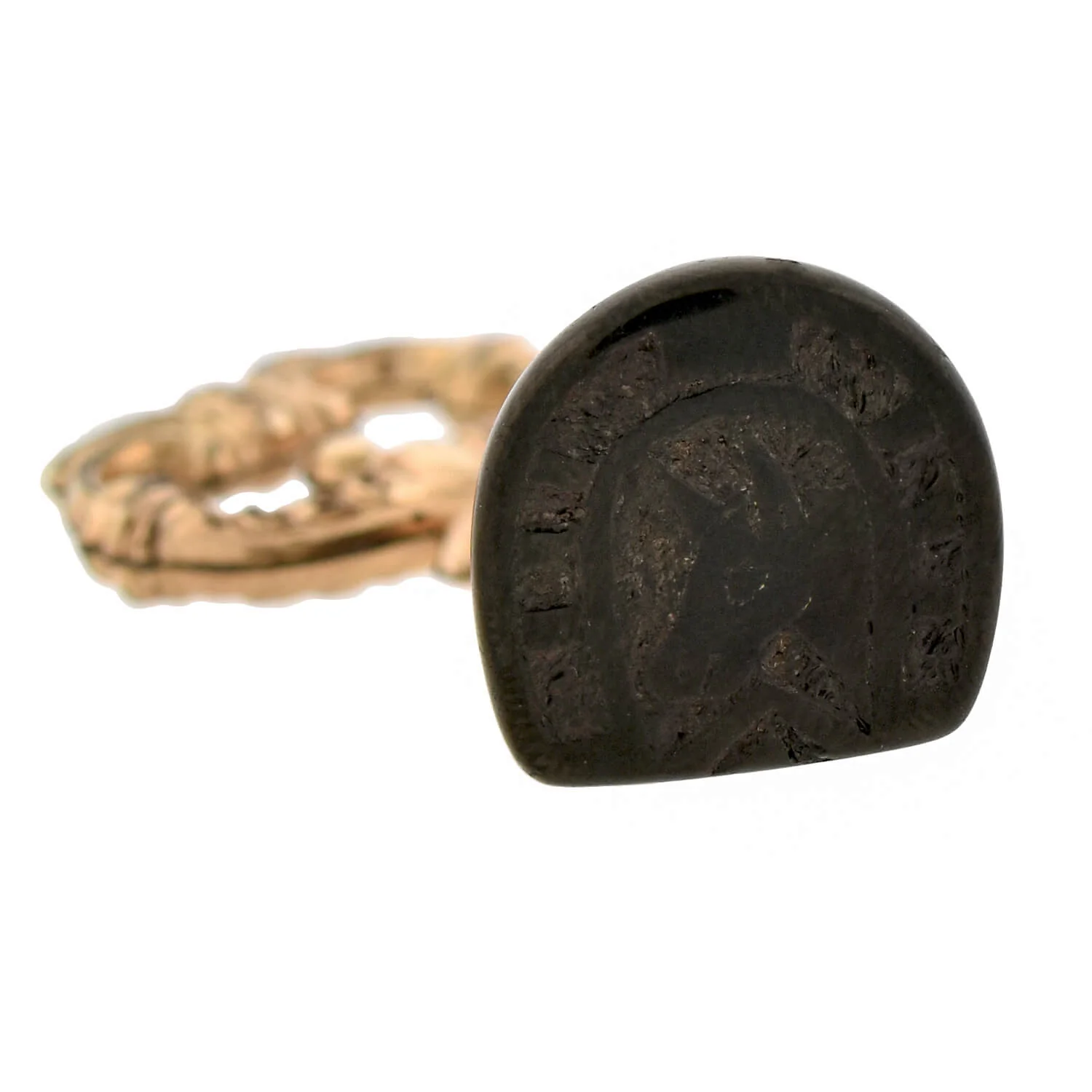 Victorian Gold-Filled Carved Jet Horse Hoof Fob Pendant - Image 4
