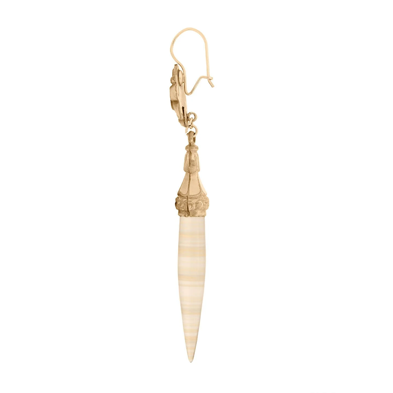 Victorian Gold Filled Floral Agate Drop Earrings - Image 2