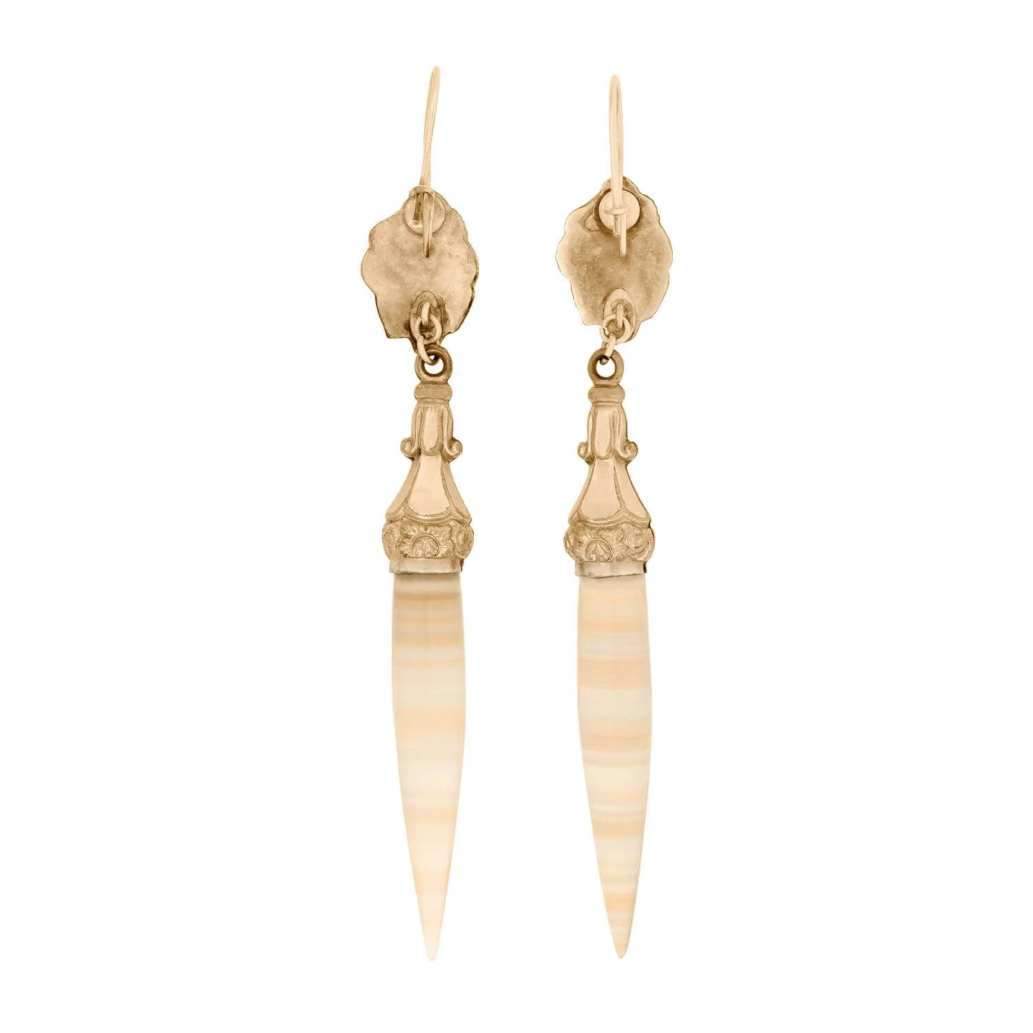 Victorian Gold Filled Floral Agate Drop Earrings - Image 3
