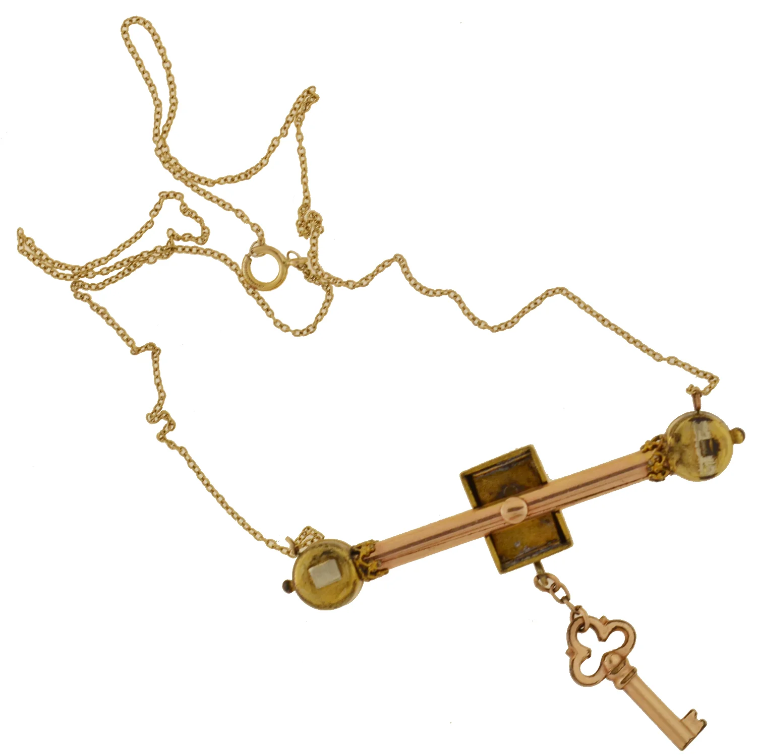Victorian Gold-Filled Garnet Padlock + Key Necklace 16" - Image 6