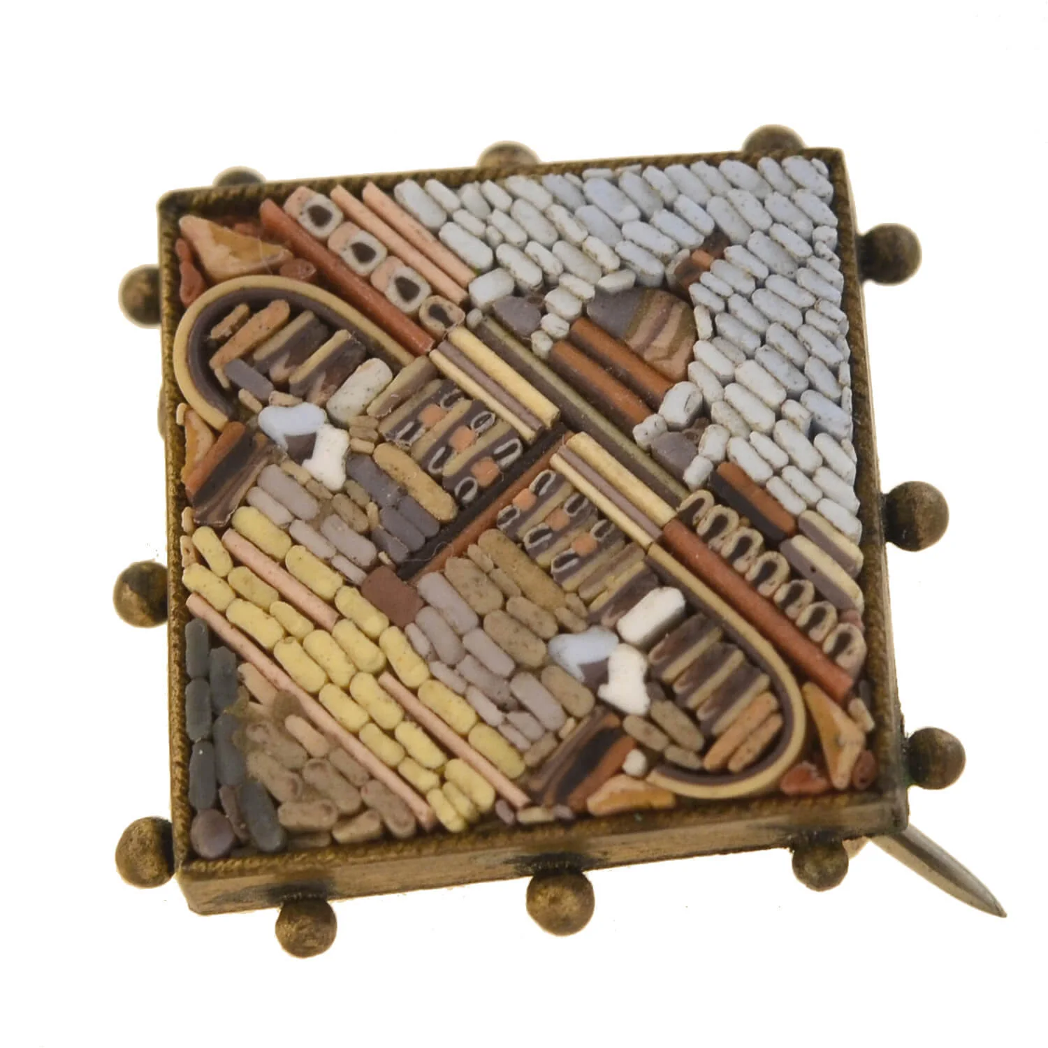 Victorian Gold-Filled Micro Mosaic Vatican City Pin Set - Image 4
