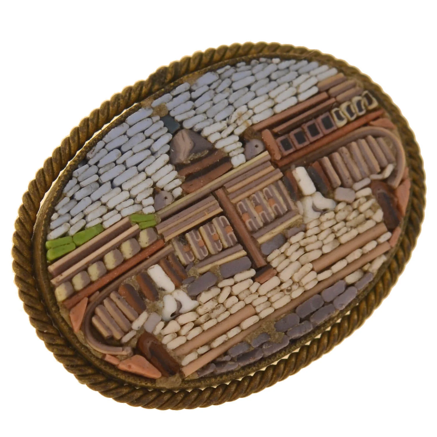 Victorian Gold-Filled Micro Mosaic Vatican City Pin Set - Image 5