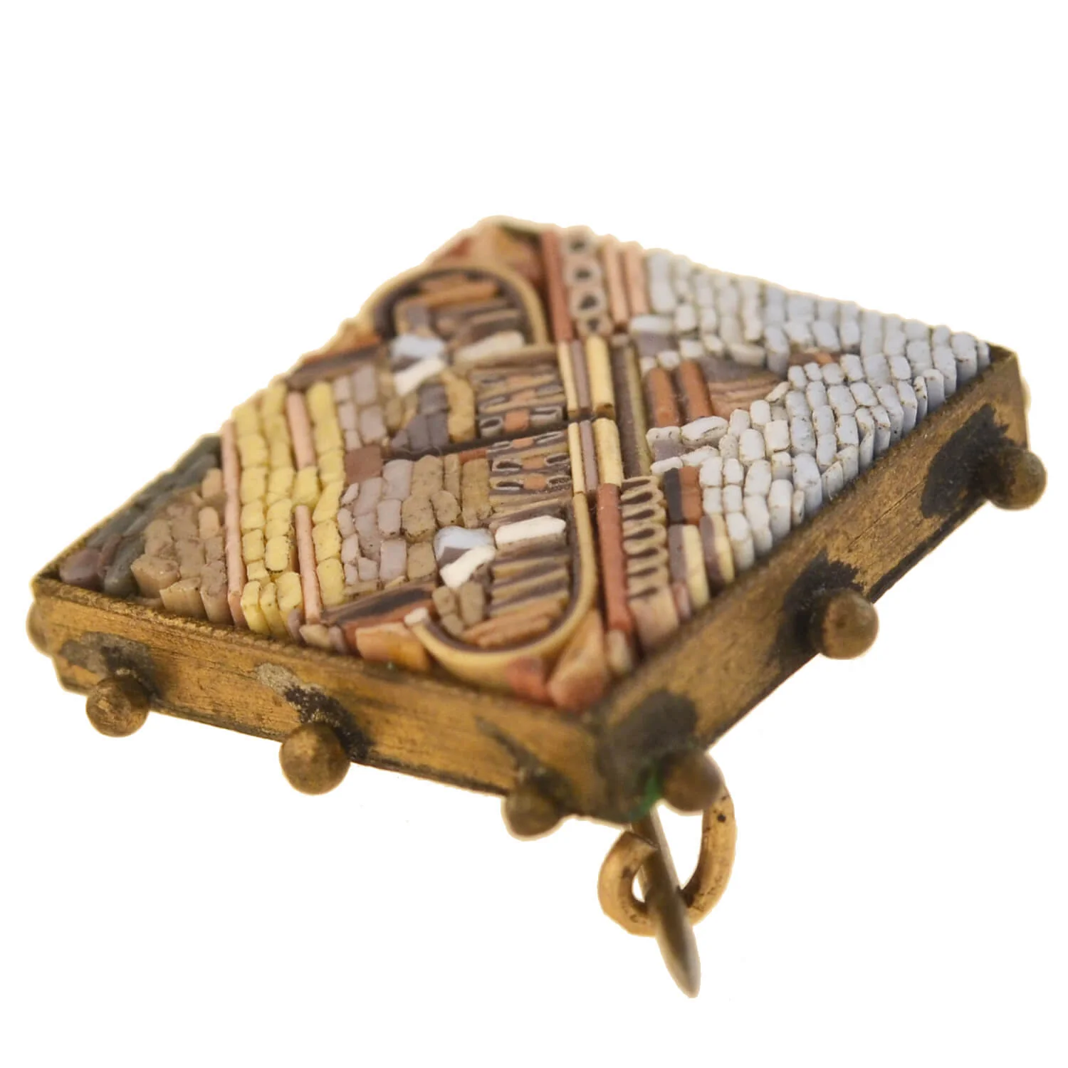 Victorian Gold-Filled Micro Mosaic Vatican City Pin Set - Image 6