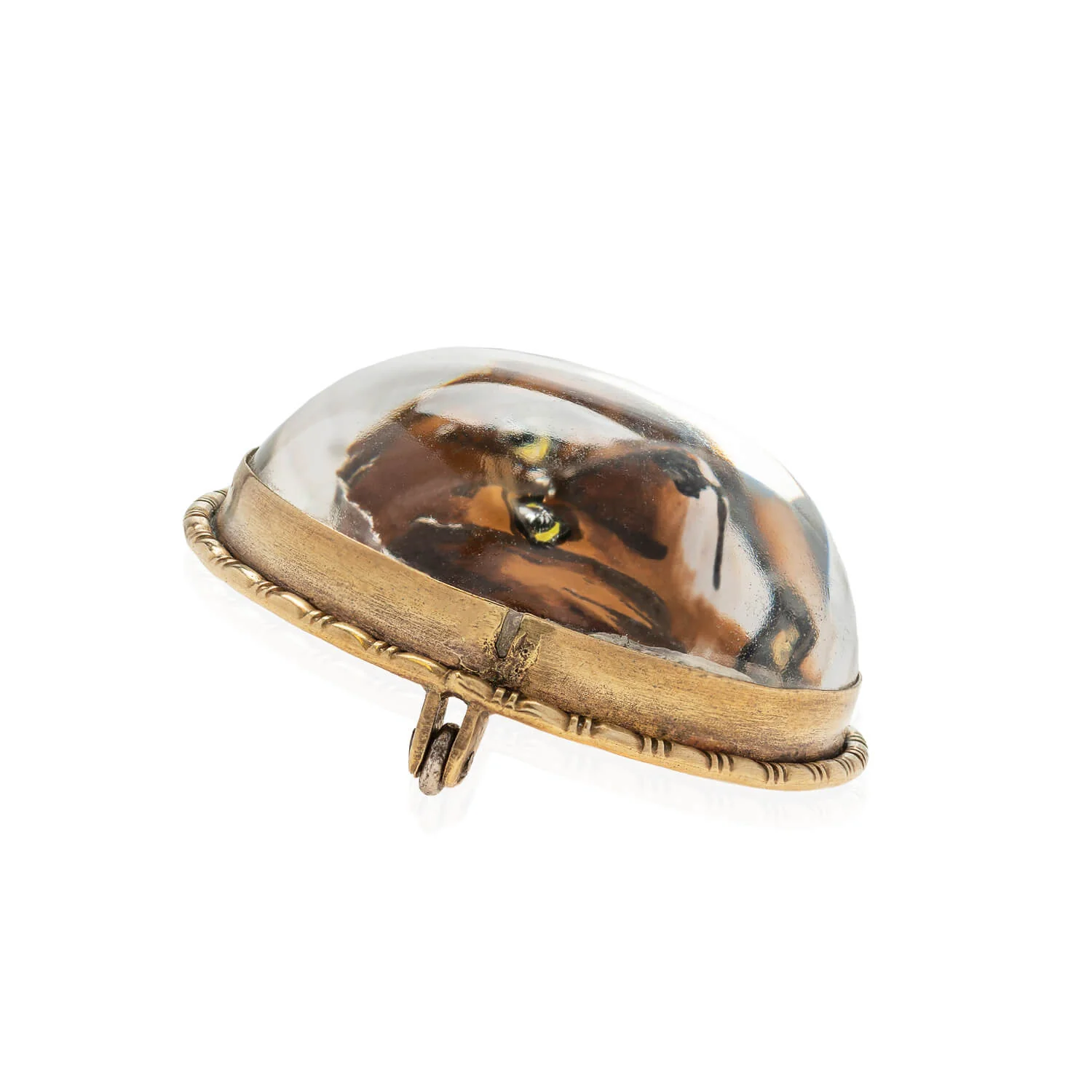 Victorian Gold-Filled + Mother of Pearl King Charles Cavalier Spaniel Essex Crystal Pin - Image 2