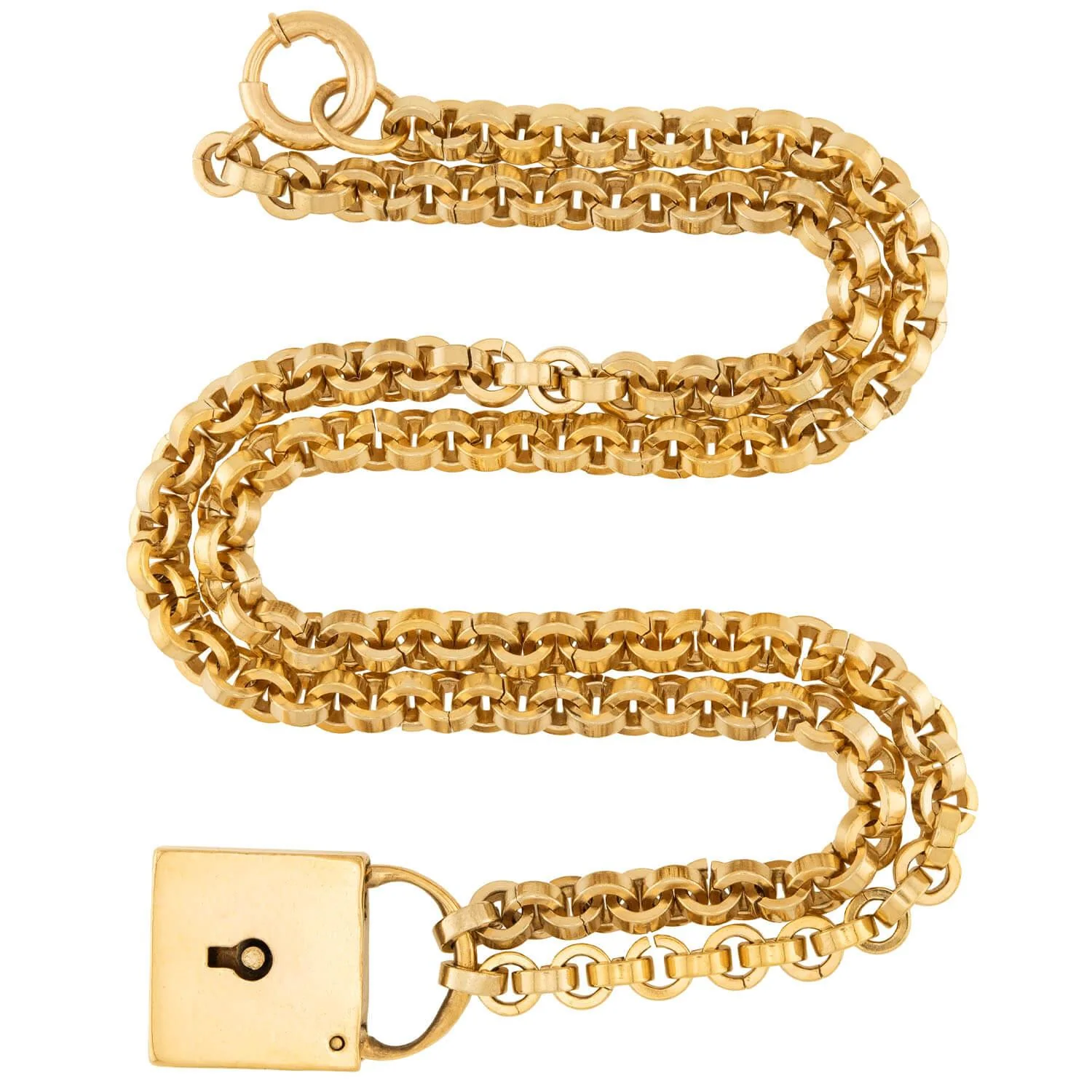 Victorian Gold Filled Padlock Pendant Necklace - Image 3