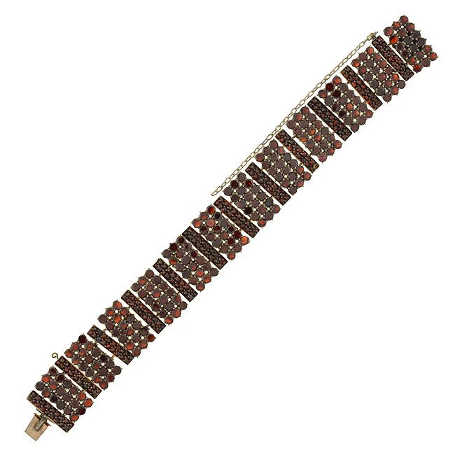 Victorian Gold Plated Bohemian Garnet Bracelet - Image 2