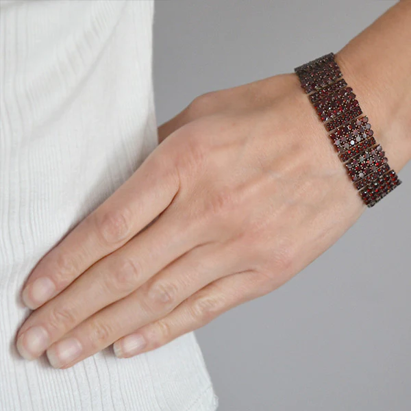 Victorian Gold Plated Bohemian Garnet Bracelet - Image 6