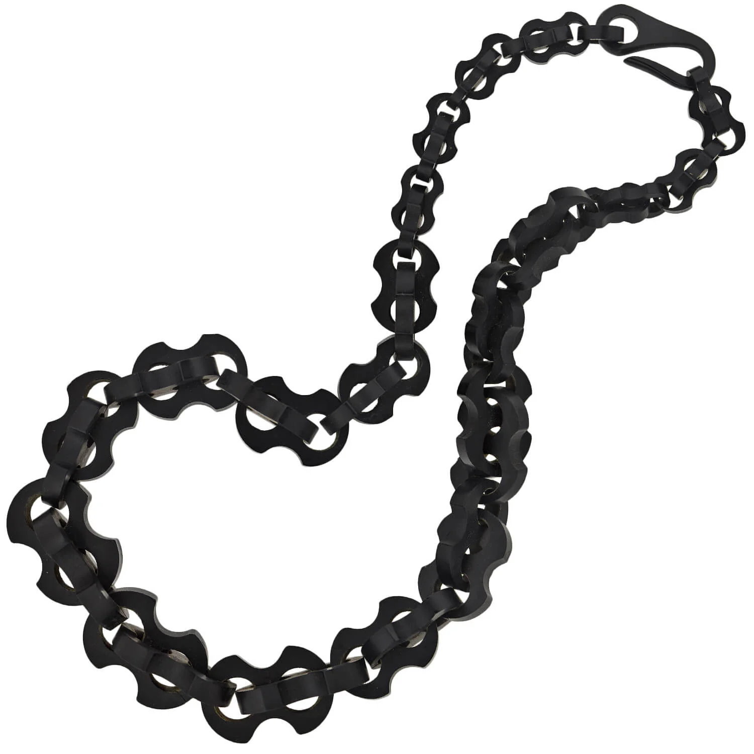 Victorian Hand Carved Gutta-Percha Link Necklace 21.5"