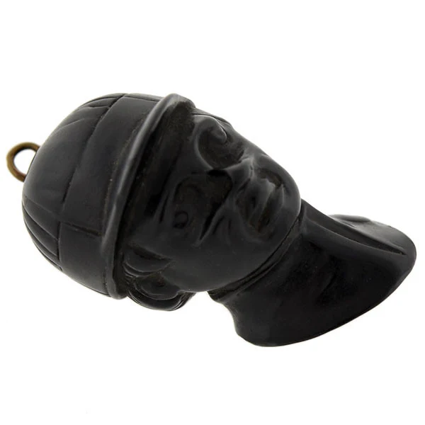 Victorian Hand Carved Jet Jockey Fob/Pendant - Image 2